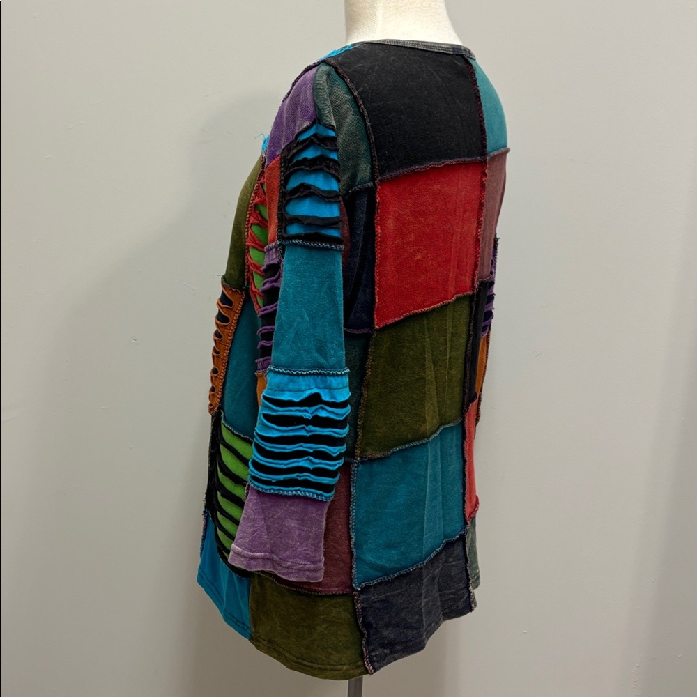 Vtg Rising International Patchwork Texture Shirt … - image 5